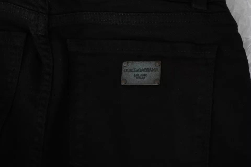 Dolce & Gabbana Black Mid Waist Slim Denim Cotton Stretch Jeans | Regal Royce