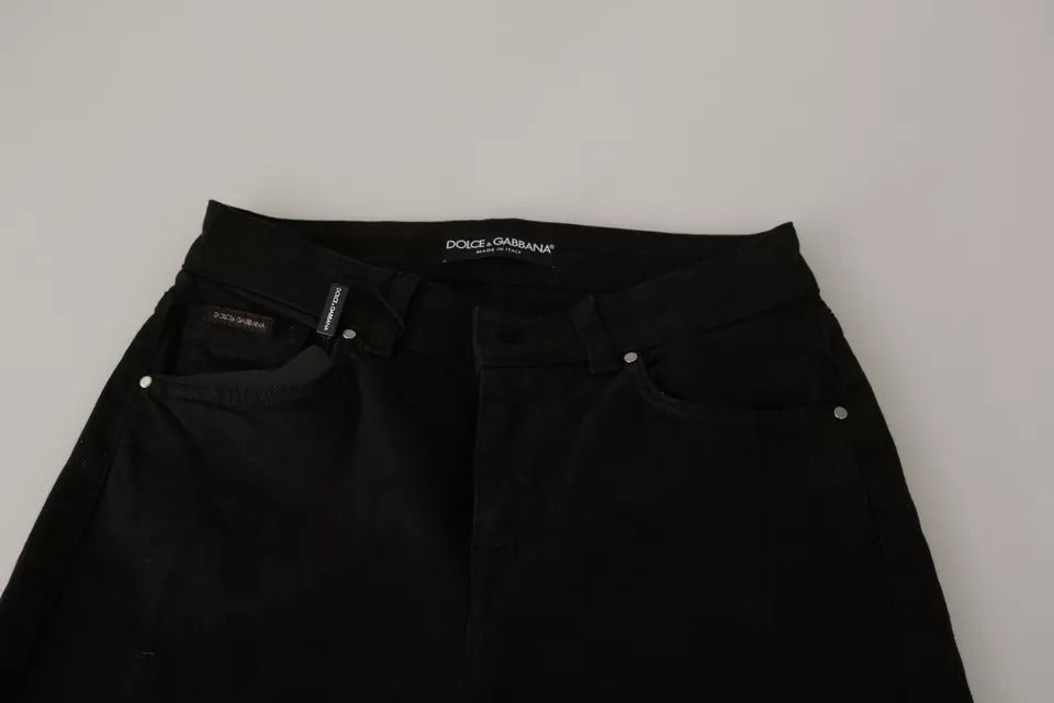 Dolce & Gabbana Black Mid Waist Slim Denim Cotton Stretch Jeans | Regal Royce