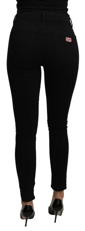 Dolce & Gabbana Black Mid Waist Slim Denim Cotton Stretch Jeans | Regal Royce