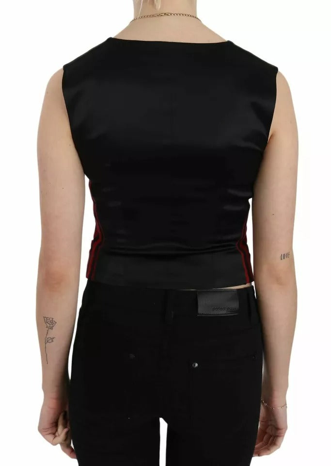 Dolce & Gabbana Red Black Stripe Vest Waistcoat Blouse Top | Regal Royce