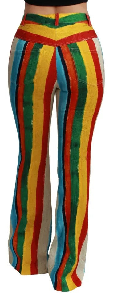 Dolce & Gabbana Multicolor Flared Riga Pittorica Pants | Regal Royce