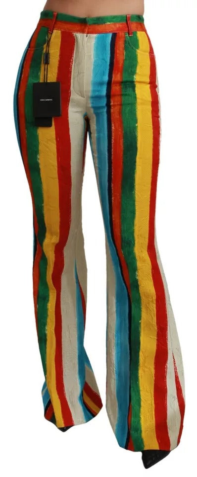 Dolce & Gabbana Multicolor Flared Riga Pittorica Pants | Regal Royce
