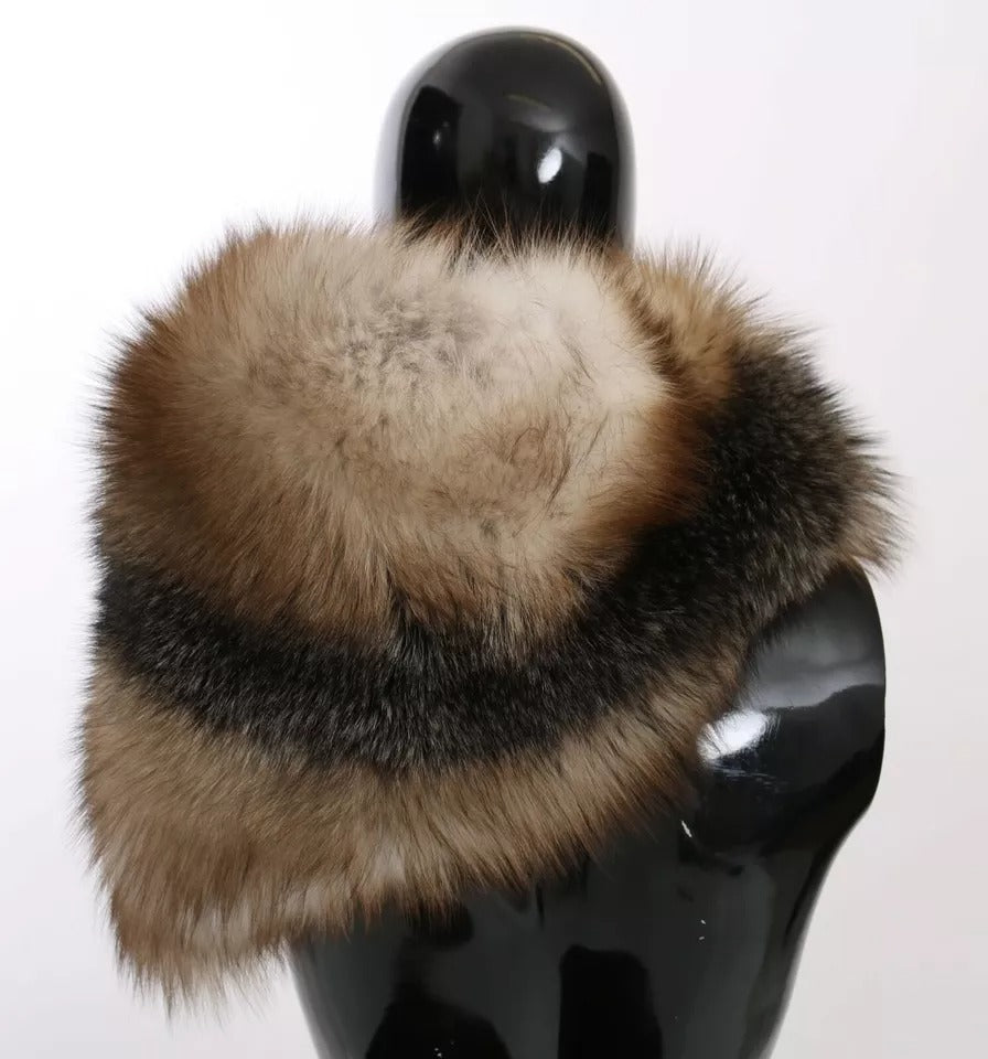 Dolce & Gabbana Brown Fox Tail Fur Shawl Neck Wrap Cover Collar Scarf | Regal Royce