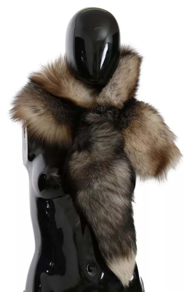 Dolce & Gabbana Brown Fox Tail Fur Shawl Neck Wrap Cover Collar Scarf | Regal Royce