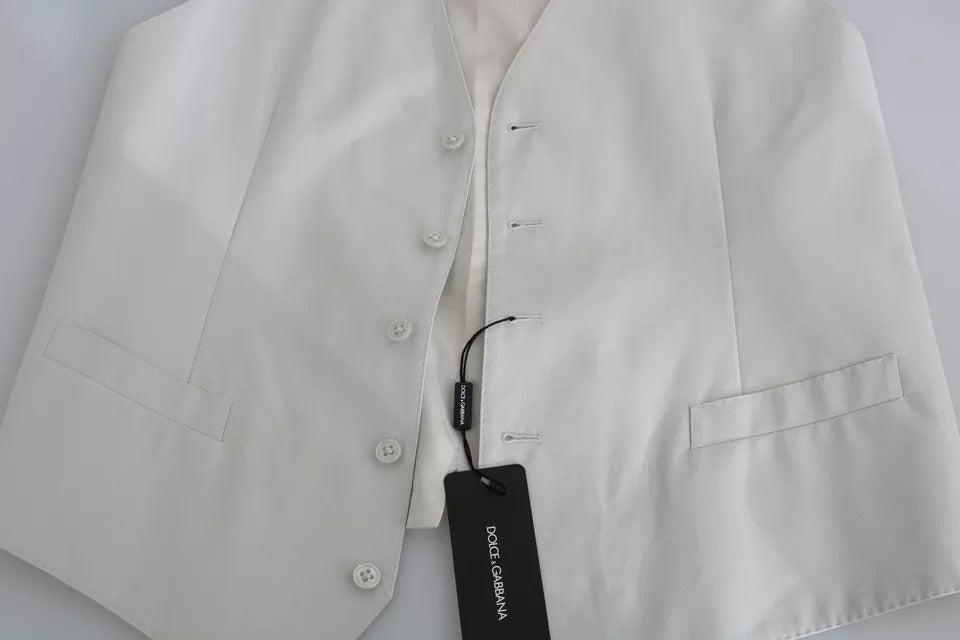 Dolce & Gabbana Off-White Cotton Silk Formal Coat Vest | Regal Royce