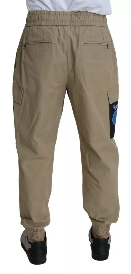 Dolce & Gabbana Beige Pin Up Print Cargo Pants | Regal Royce