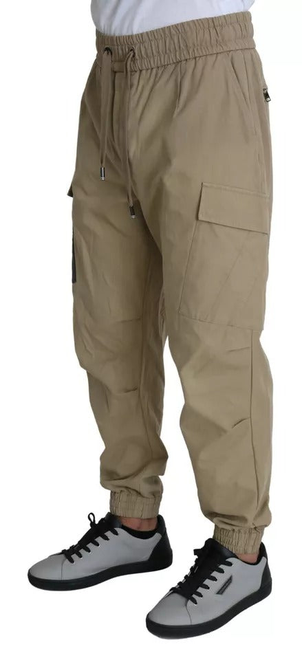 Dolce & Gabbana Beige Pin Up Print Cargo Pants | Regal Royce