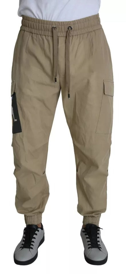 Dolce & Gabbana Beige Pin Up Print Cargo Pants | Regal Royce