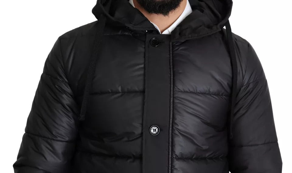 Dolce & Gabbana Black Hooded Polyester Men Coat Puffer Jacket | Regal Royce