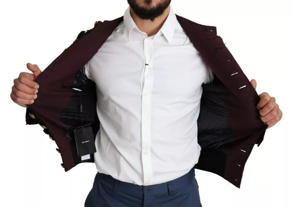 Dolce & Gabbana Black Button Embellished Military Jacket | Regal Royce