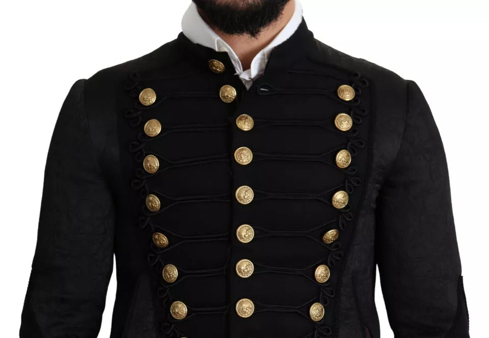 Dolce & Gabbana Black Button Embellished Military Jacket | Regal Royce