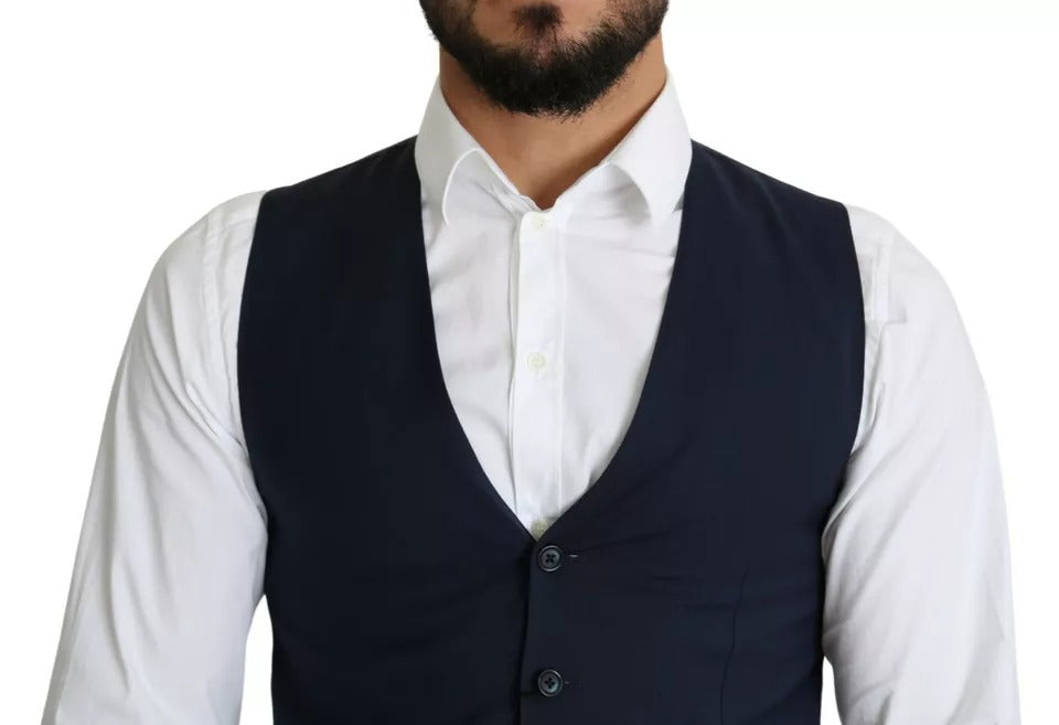 Dolce & Gabbana Navy Blue Men Formal Dress Waistcoat Vest | Regal Royce