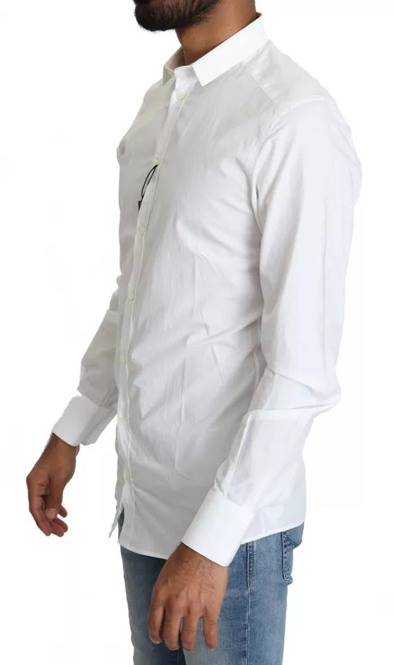 Dolce & Gabbana White Cotton Formal Dress Top GOLD Shirt | Regal Royce