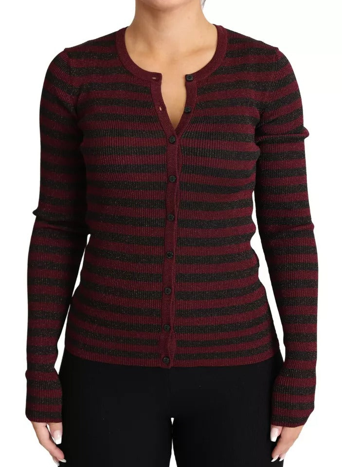 Dolce & Gabbana Black Red Striped Womens Cardigan Sweater | Regal Royce