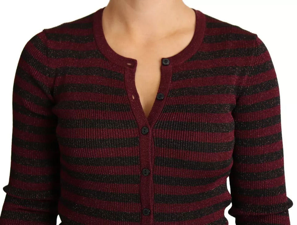 Dolce & Gabbana Black Red Striped Womens Cardigan Sweater | Regal Royce
