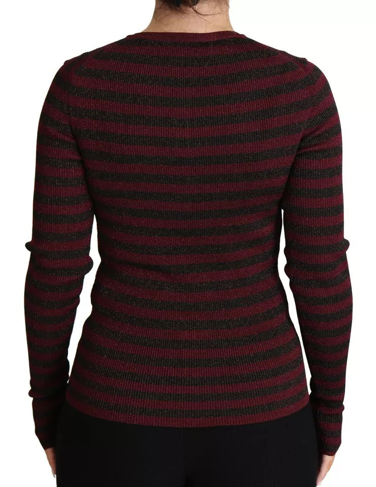 Dolce & Gabbana Black Red Striped Womens Cardigan Sweater | Regal Royce