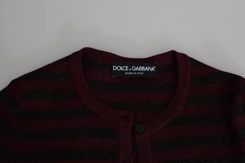 Dolce & Gabbana Black Red Striped Womens Cardigan Sweater | Regal Royce