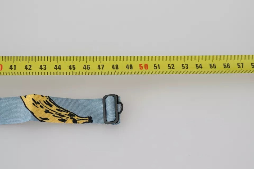 Dolce & Gabbana Light Blue Banana Print Silk Men Neck Bow Tie | Regal Royce