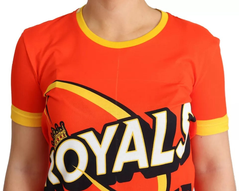 Dolce & Gabbana Orange Royals Print Round Neck T-shirt | Regal Royce