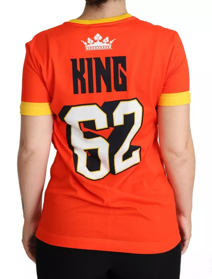 Dolce & Gabbana Orange Royals Print Round Neck T-shirt | Regal Royce
