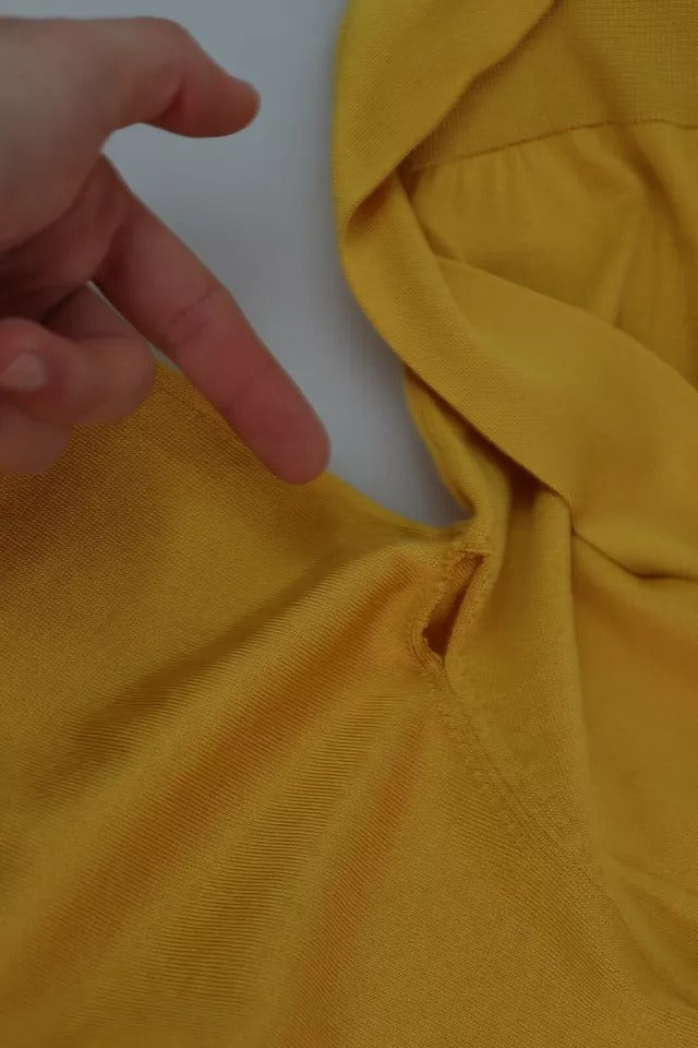 Dolce & Gabbana Yellow Silk Knit Pullover Ascot Collar Top | Regal Royce