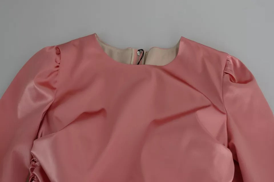 Dolce & Gabbana Pink Long Sleeves Bodycon Sheath Midi Dress | Regal Royce