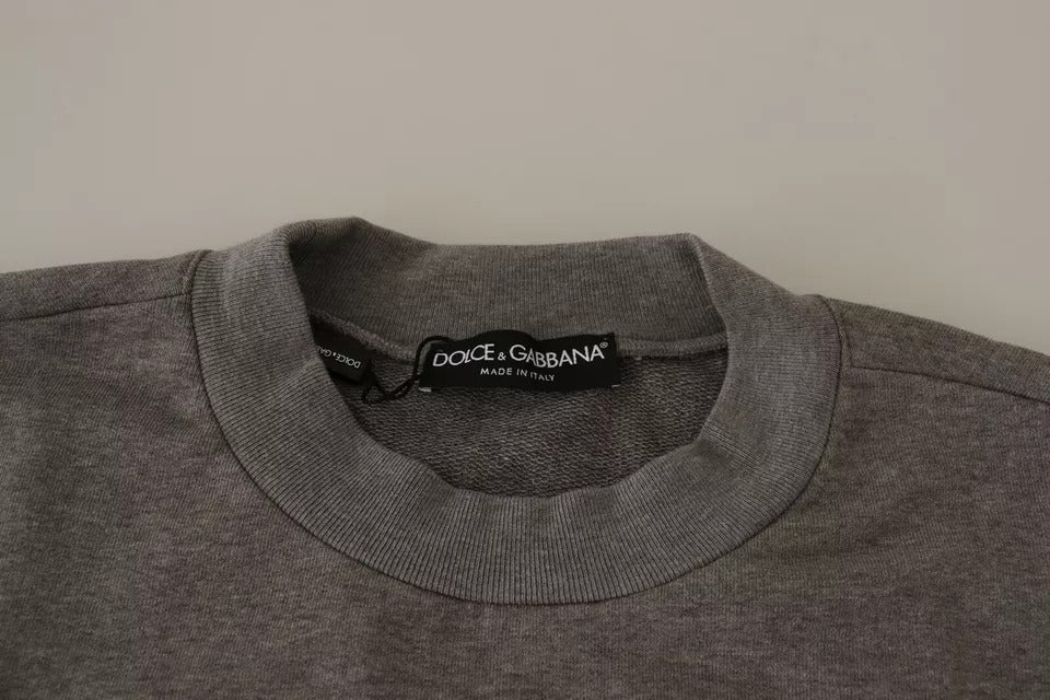 Dolce & Gabbana Gray Crown King Cotton Pullover Sweater | Regal Royce