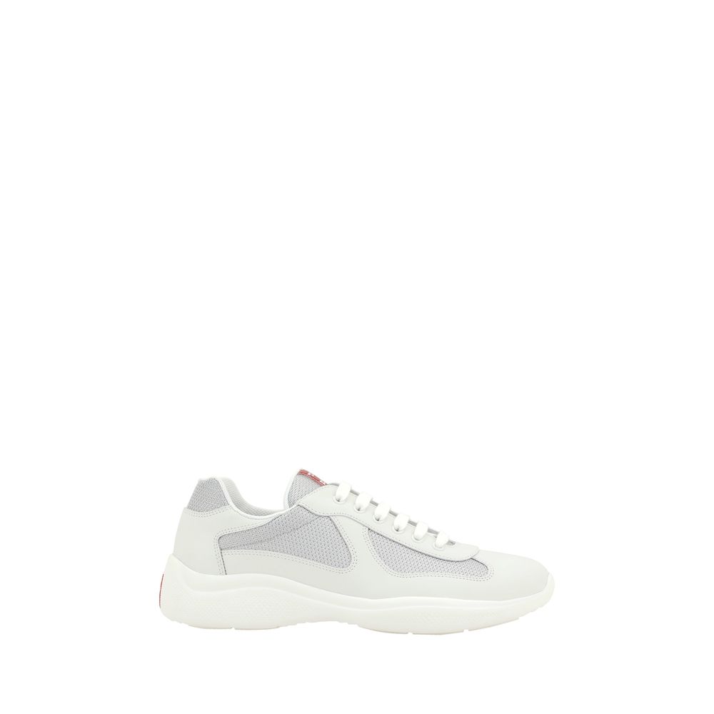 Prada White Calf Leather Bos Taurus Low Top Sneakers | Regal Royce