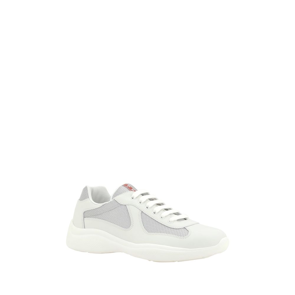 Prada White Calf Leather Bos Taurus Low Top Sneakers | Regal Royce