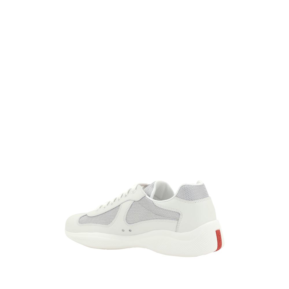 Prada White Calf Leather Bos Taurus Low Top Sneakers | Regal Royce