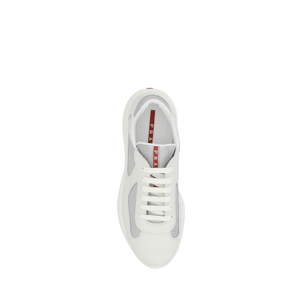 Prada White Calf Leather Bos Taurus Low Top Sneakers | Regal Royce