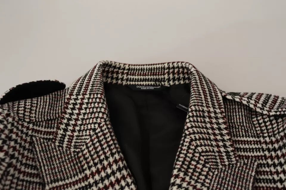 Dolce & Gabbana Gray Check Plaid Long Trench Coat Jacket | Regal Royce