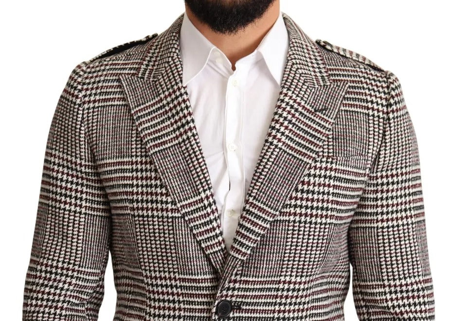 Dolce & Gabbana Gray Check Plaid Long Trench Coat Jacket | Regal Royce