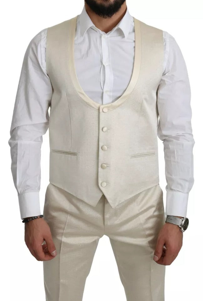 Dolce & Gabbana Beige Wool Crème 3 Piece SICILIA Shawl Suit | Regal Royce