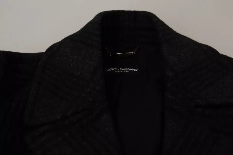 Dolce & Gabbana Black Trench Coat Check Wool Jacket | Regal Royce