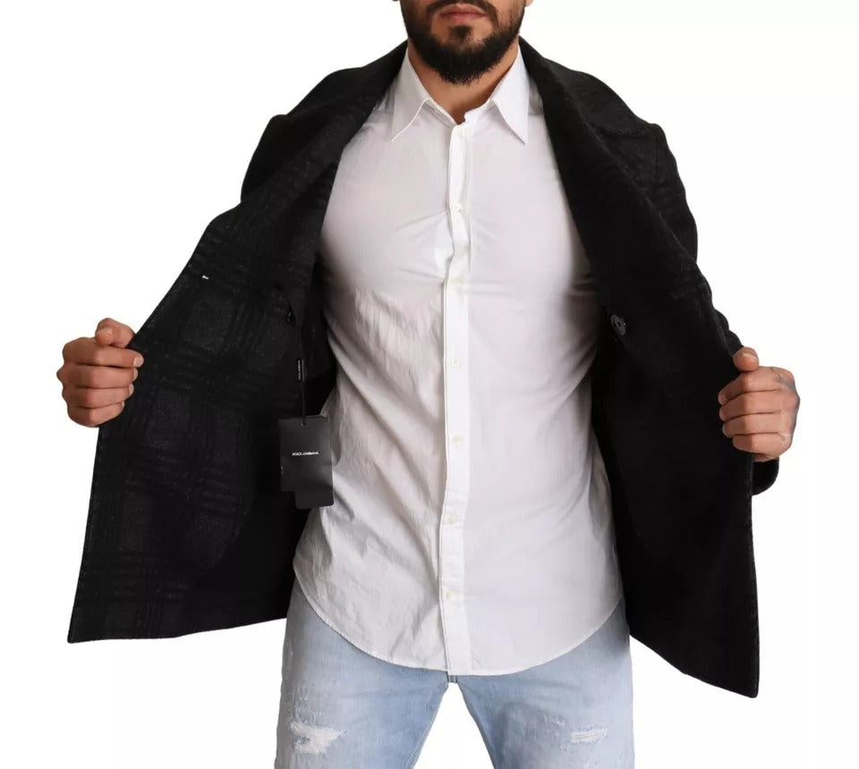 Dolce & Gabbana Black Trench Coat Check Wool Jacket | Regal Royce