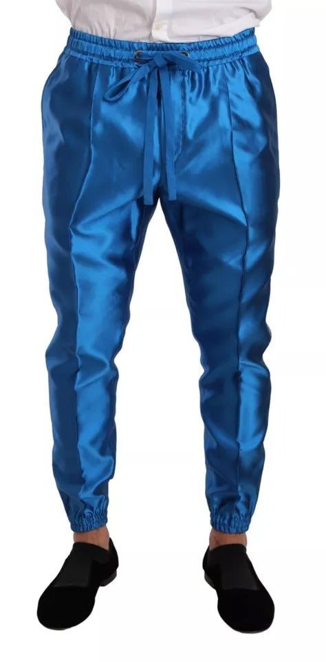 Dolce & Gabbana Blue Jacquard Silk Formal 2 Piece Set Suit | Regal Royce