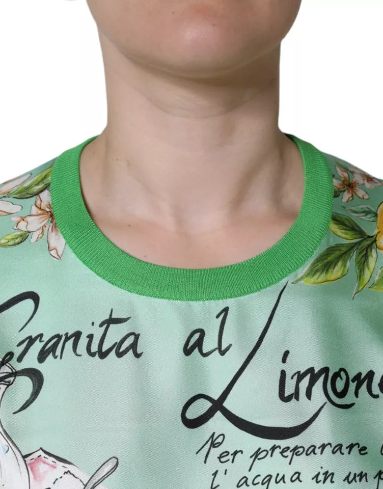 Dolce & Gabbana Green Silk Granita Al Limone Long Sleeves Sweater | Regal Royce