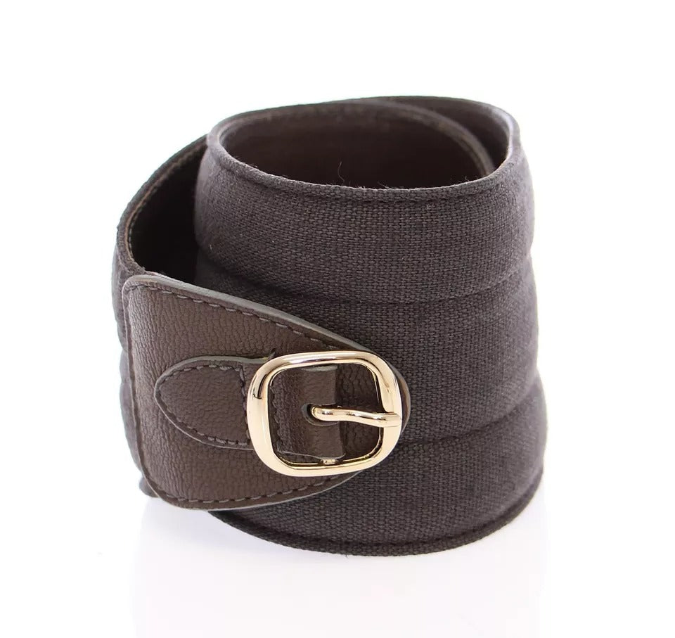 Dolce & Gabbana Brown D&G Leather Linnen Logo Belt | Regal Royce