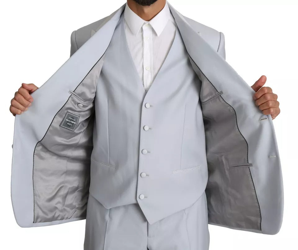 Dolce & Gabbana Light Blue SICILIA Wool 3 Piece Suit | Regal Royce