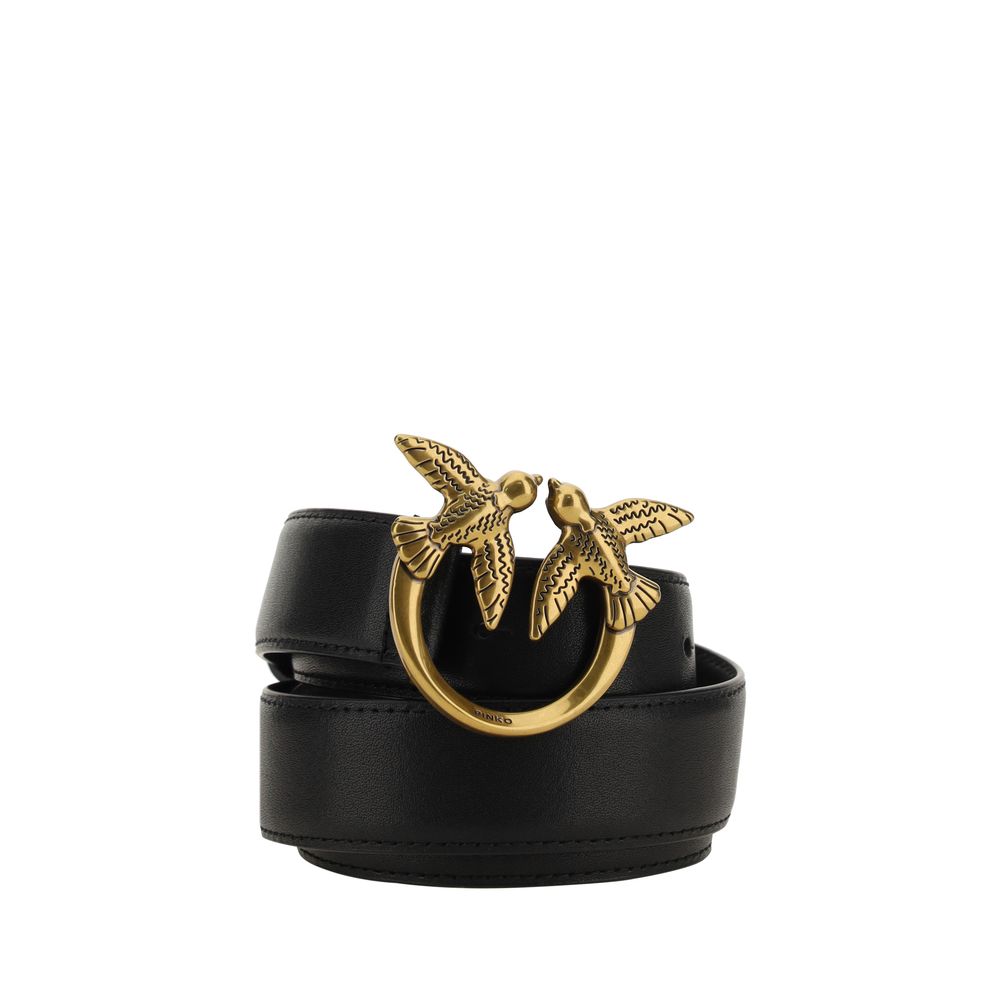 PINKO Black Calf Leather Bos Taurus Regular Belt | Regal Royce