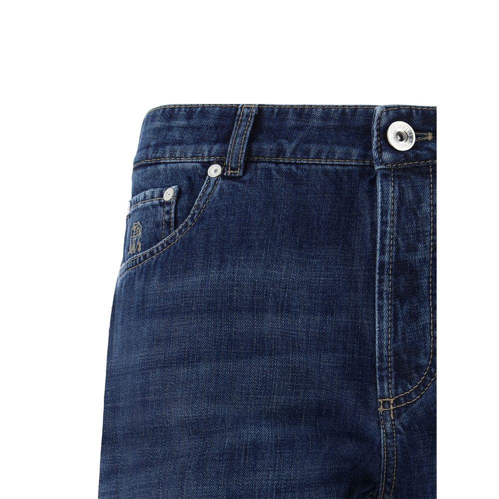 Brunello Cucinelli Blue Cotton Straight-Leg Jeans | Regal Royce