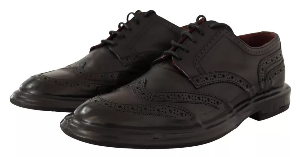 Dolce & Gabbana Black Perforated Leather Lace Up Derby Shoes | Regal Royce