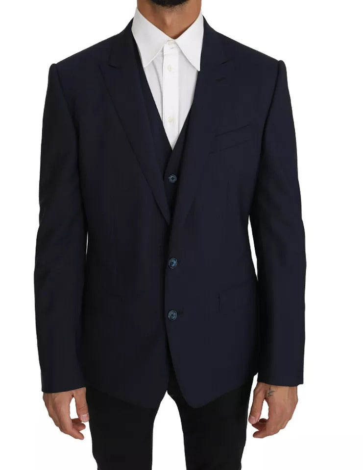 Dolce & Gabbana Blue Wool MARTINI Blazer Vest 2 Piece | Regal Royce