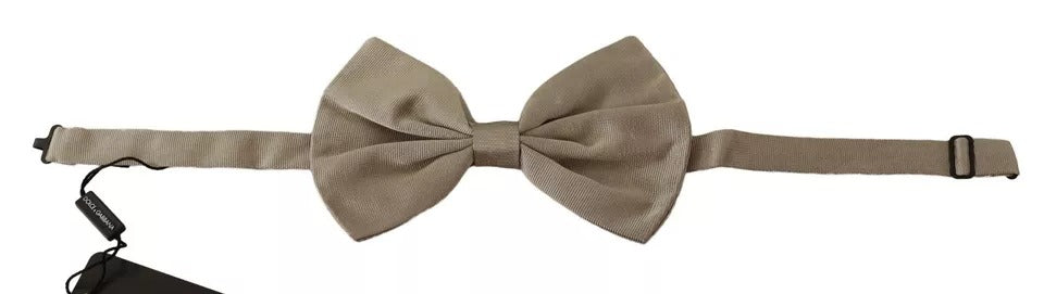 Dolce & Gabbana Silver Gray 100% Silk Adjustable Neck Bow Tie | Regal Royce
