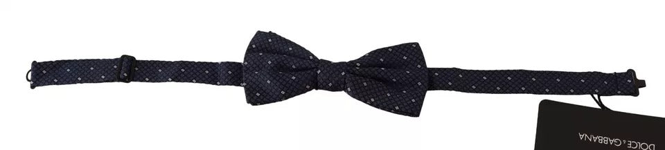 Dolce & Gabbana Blue Patterned Silk Adjustable Neck Bow Tie Men | Regal Royce