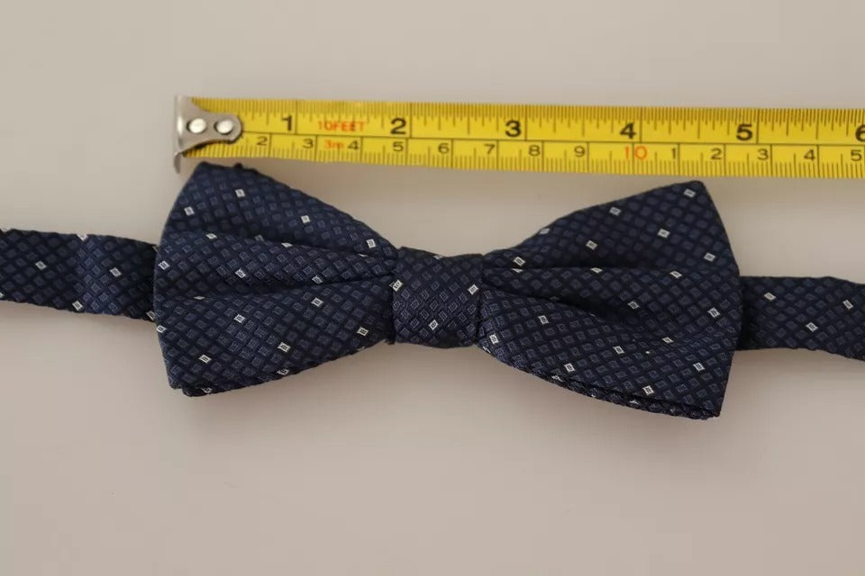 Dolce & Gabbana Blue Patterned Silk Adjustable Neck Bow Tie Men | Regal Royce