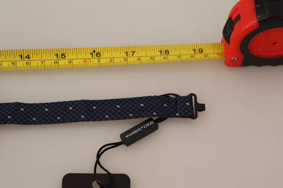 Dolce & Gabbana Blue Patterned Silk Adjustable Neck Bow Tie Men | Regal Royce