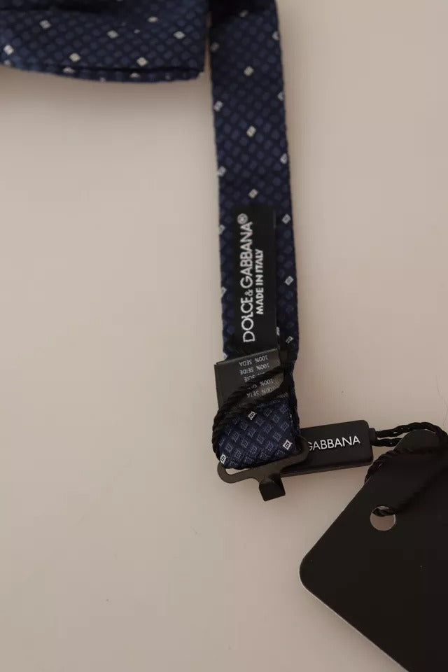 Dolce & Gabbana Blue Patterned Silk Adjustable Neck Bow Tie Men | Regal Royce