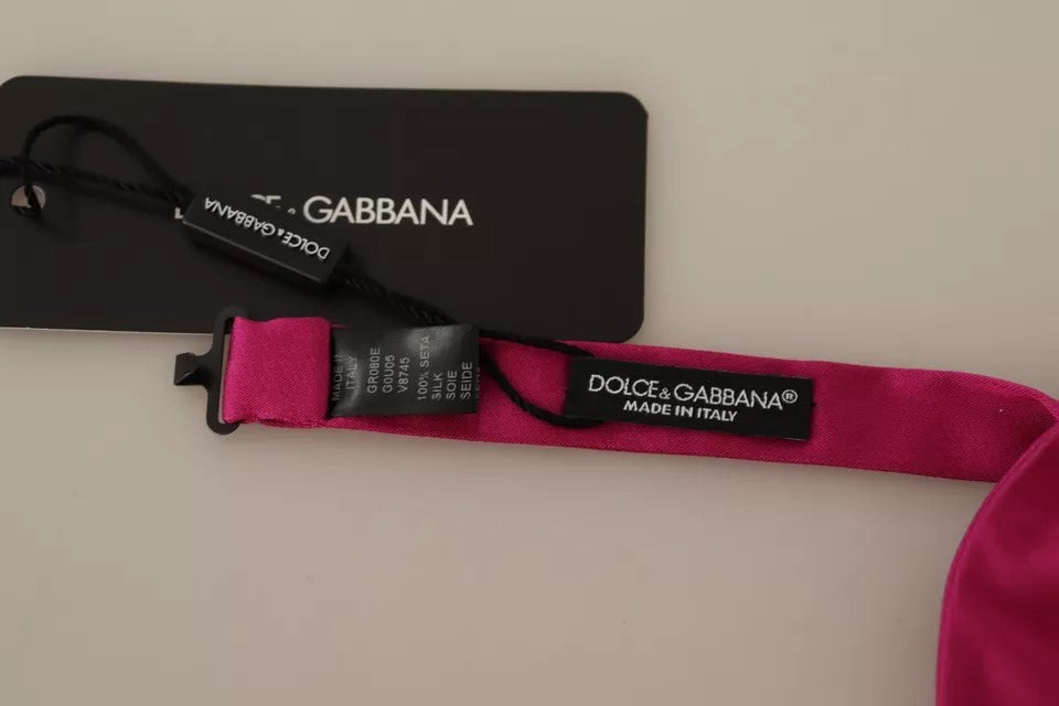 Dolce & Gabbana Pink 100% Silk Adjustable Neck Bow Tie Men | Regal Royce